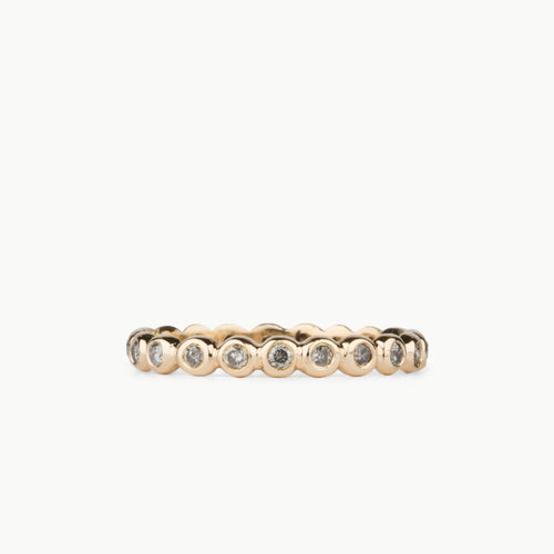 Grey Salt and Pepper Diamond and Gold Droplet Band