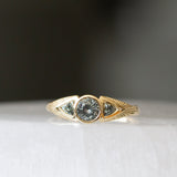 .60ct Three-Stone Athena Engagement Ring - Grey-Green Montana Sapphires in 14k Yellow Gold