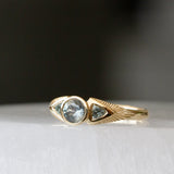 .60ct Three-Stone Athena Engagement Ring - Grey-Green Montana Sapphires in 14k Yellow Gold