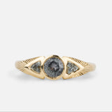 .60ct Three-Stone Athena Engagement Ring - Grey-Green Montana Sapphires in 14k Yellow Gold