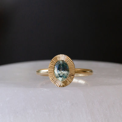1ct North-South Oval Aurora Engagement Ring - Montana Sapphire in Yellow Gold