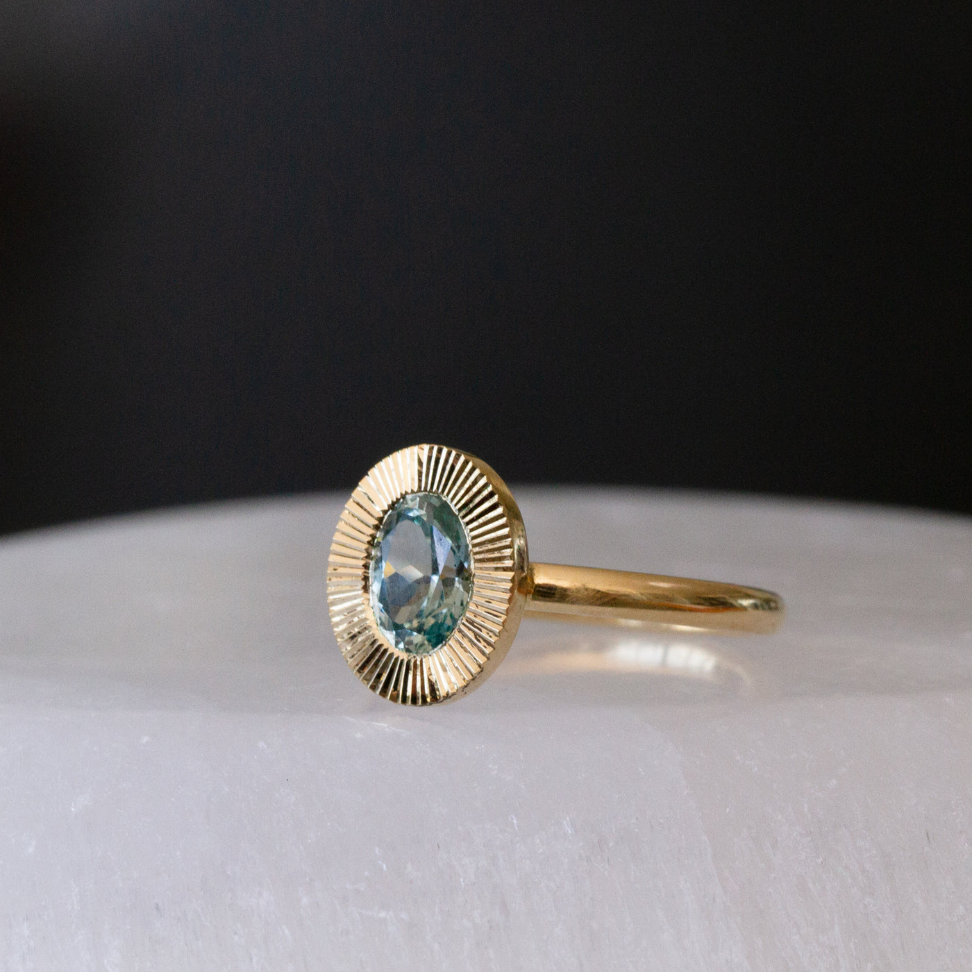 1ct North-South Oval Aurora Engagement Ring - Montana Sapphire in Yellow Gold