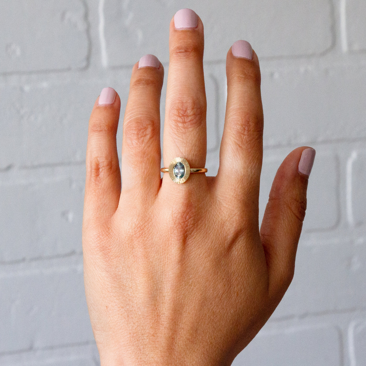 1ct North-South Oval Aurora Engagement Ring - Montana Sapphire in Yellow Gold