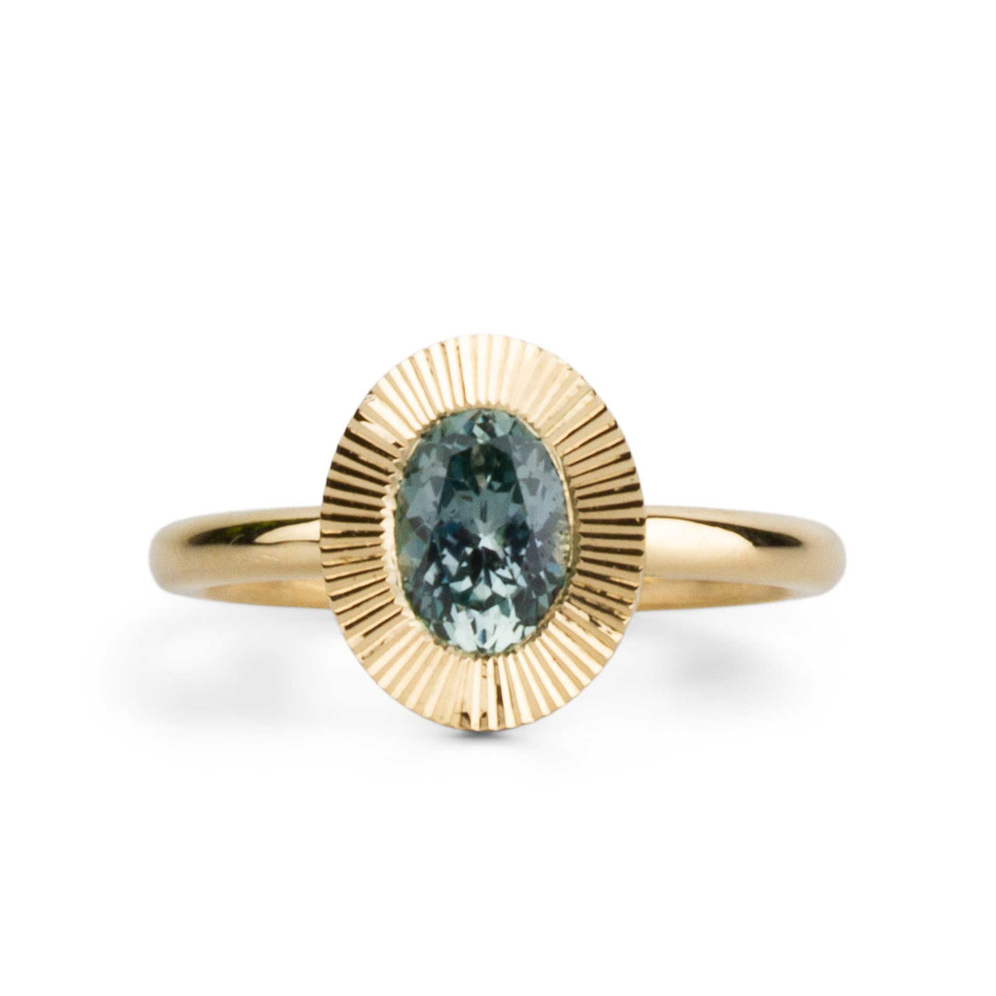1ct North-South Oval Aurora Engagement Ring - Montana Sapphire in Yellow Gold