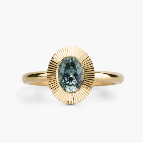 1ct North-South Oval Aurora Engagement Ring - Montana Sapphire in Yellow Gold