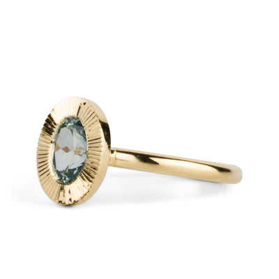 1ct North-South Oval Aurora Engagement Ring - Montana Sapphire in Yellow Gold
