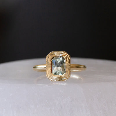 .84ct Radiant Aurora Engagement Ring - Montana Sapphire in Yellow Gold