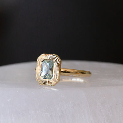 .84ct Radiant Aurora Engagement Ring - Montana Sapphire in Yellow Gold