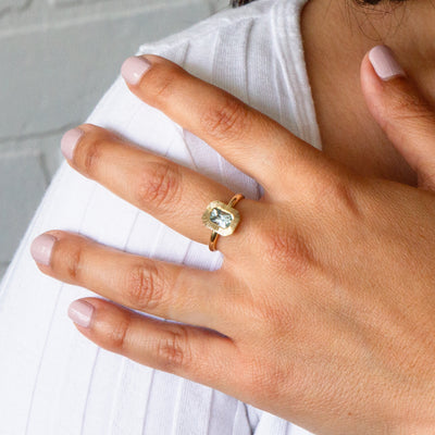 .84ct Radiant Aurora Engagement Ring - Montana Sapphire in Yellow Gold