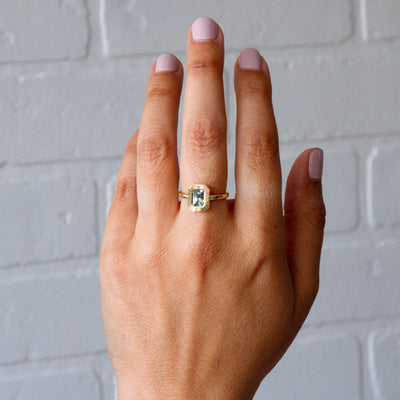 .84ct Radiant Aurora Engagement Ring - Montana Sapphire in Yellow Gold