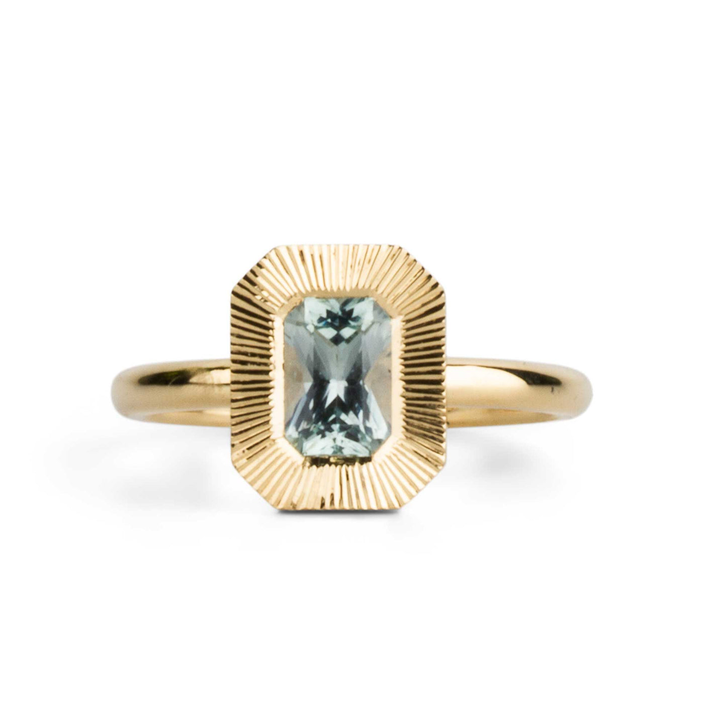 .84ct Radiant Aurora Engagement Ring - Montana Sapphire in Yellow Gold