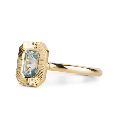 .84ct Radiant Aurora Engagement Ring - Montana Sapphire in Yellow Gold