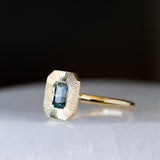 Radiant Blue-Green Montana Sapphire Aurora Ring in Yellow Gold