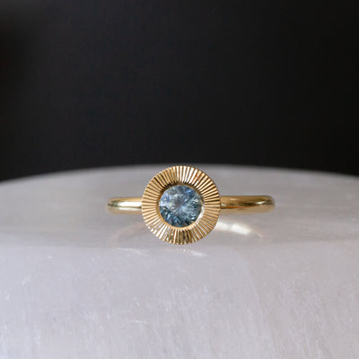 .62ct Round Aurora Engagement Ring -  Light Blue Montana Sapphire in Yellow Gold