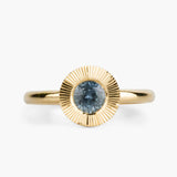 .62ct Round Aurora Engagement Ring -  Light Blue Montana Sapphire in Yellow Gold