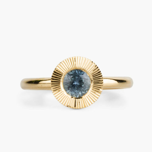 .62ct Round Aurora Engagement Ring -  Light Blue Montana Sapphire in Yellow Gold