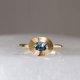 6x4mm East-West Oval Aurora Ring - Montana Sapphire in Yellow Gold