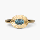 6x4mm East-West Oval Aurora Ring - Montana Sapphire in Yellow Gold
