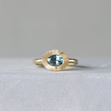 .87ct East-West Oval Aurora Engagement Ring - Montana Sapphire in Yellow Gold