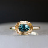 .87ct East-West Oval Aurora Engagement Ring - Montana Sapphire in Yellow Gold