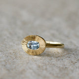 .60ct East-West Cushion Aurora Engagement Ring - Montana Sapphire in Yellow Gold