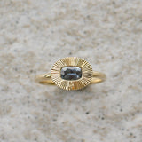 .60ct East-West Cushion Aurora Engagement Ring - Montana Sapphire in Yellow Gold