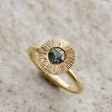 .60ct Round Aurora Engagement Ring - Montana Sapphire in Yellow Gold