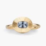 .60ct East-West Cushion Aurora Engagement Ring - Montana Sapphire in Yellow Gold