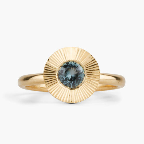 .60ct Round Aurora Engagement Ring - Montana Sapphire in Yellow Gold