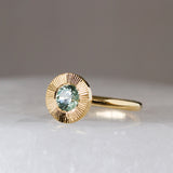 .95ct Round Aurora Engagement Ring - Green Montana Sapphire in Yellow Gold