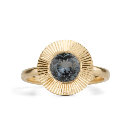 1.24ct Round Aurora Statement Ring - Blue-Purple Spinel in Yellow Gold
