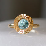 2.13ct Round Aurora Statement Ring - Blue Zircon in Yellow Gold