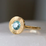 2.13ct Round Aurora Statement Ring - Blue Zircon in Yellow Gold
