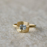 .595ct East-West Cushion Aurora Engagement Ring - Montana Sapphire in Yellow Gold