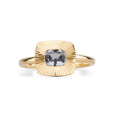 .595ct East-West Cushion Aurora Engagement Ring - Montana Sapphire in Yellow Gold
