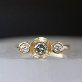 .59ct Three-Stone Polaris Engagement Ring - Grey Diamond with Diamond Accents in Yellow Gold