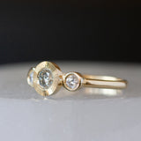 .59ct Three-Stone Polaris Engagement Ring - Grey Diamond with Diamond Accents in Yellow Gold