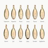 Yellow Gold Token Necklace with Zodiac Engraving