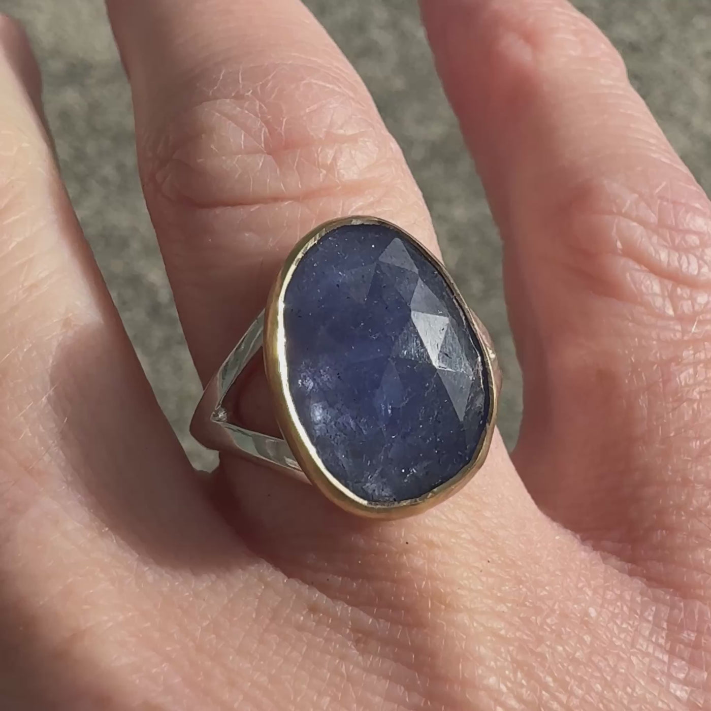 Tanzanite Silver and Gold Cleo Ring