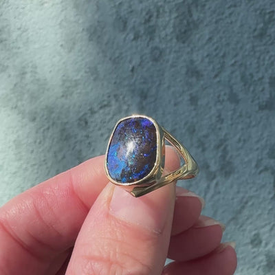 Australian Boulder Opal Gold Cleo Ring #2