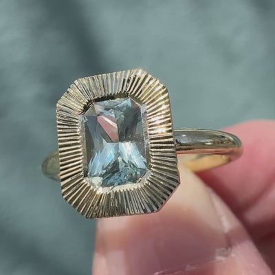 .84ct Radiant Aurora Engagement Ring - Montana Sapphire in Yellow Gold