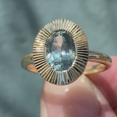 1ct North-South Oval Aurora Engagement Ring - Montana Sapphire in Yellow Gold