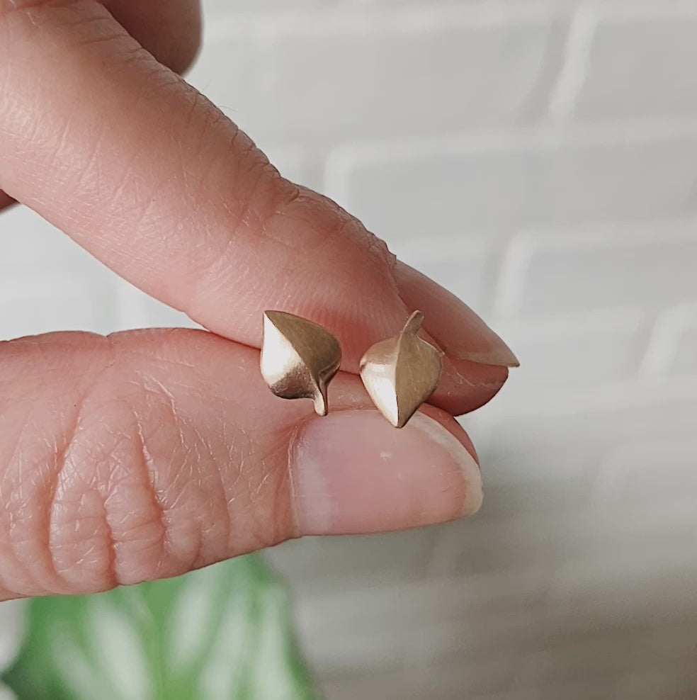 Rose Gold Aspen Leaf Stud Earrings by Corey Egan