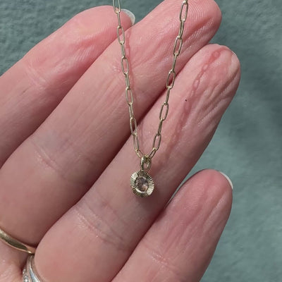14KY Small Aurora Drop Pendant with Pink Montana Sapphire
