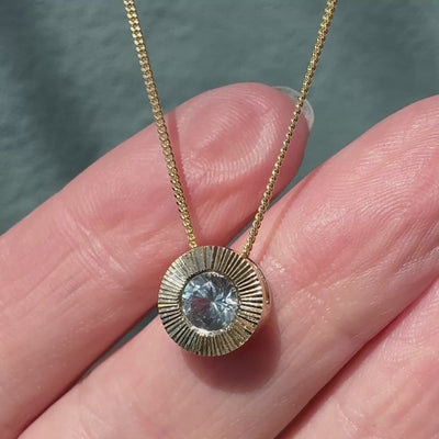 14ky Aurora Slide Pendant necklace with .68ct Light Blue Montana Sapphire