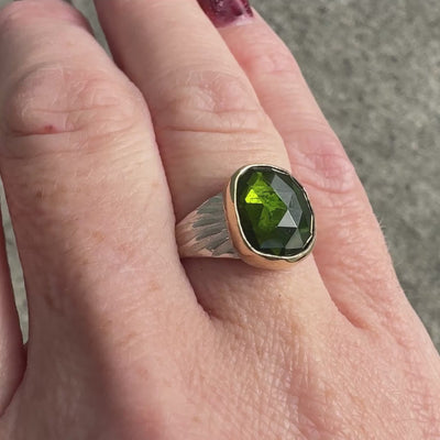 Green Tourmaline Sterling Silver and 14K Yellow Gold Calista Ring