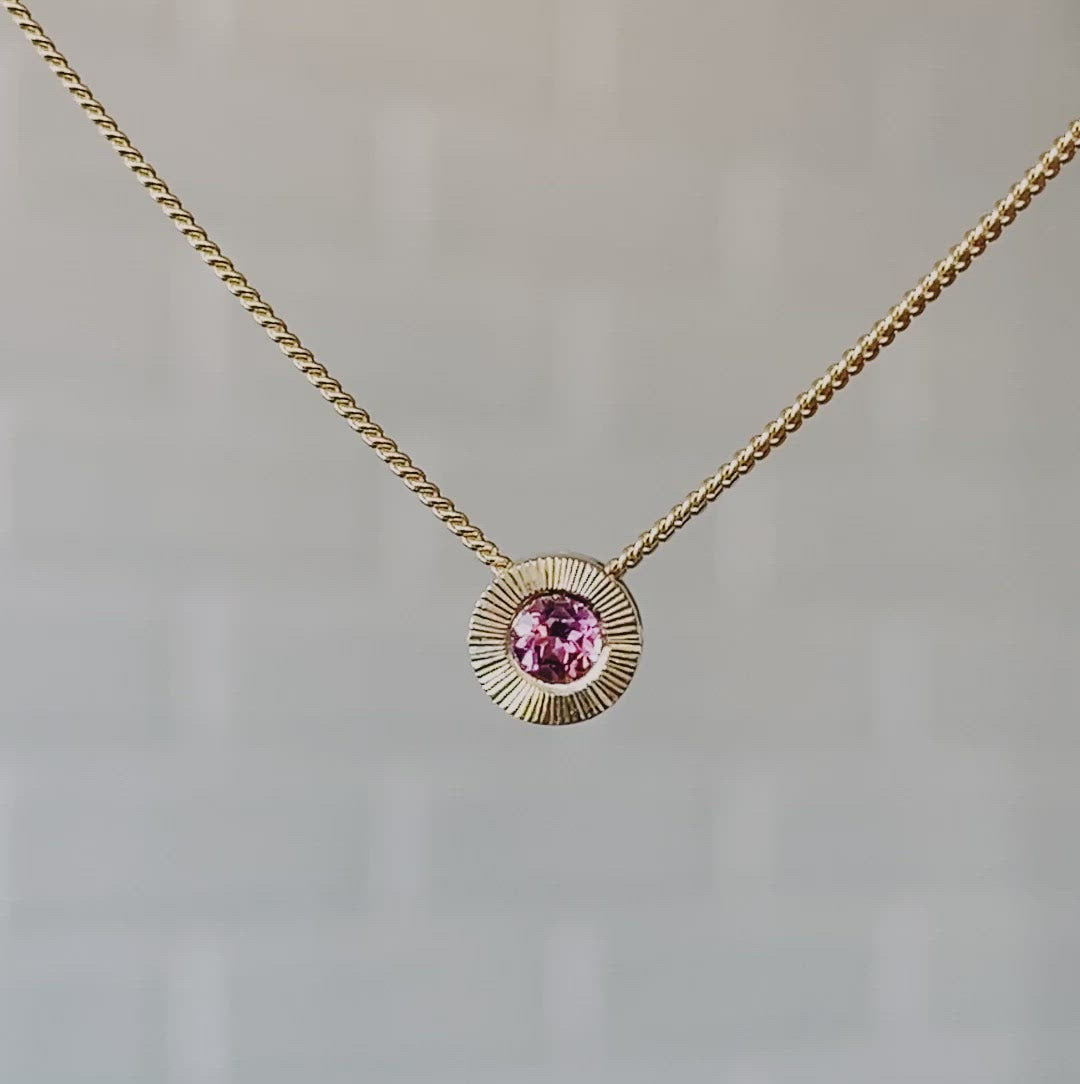 Small Aurora Birthstone Necklace - October - Pink Tourmaline