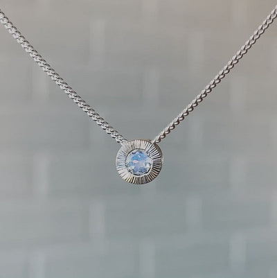 Small Aurora Birthstone Necklace - June - Moonstone