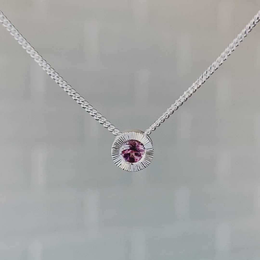 Small Aurora Birthstone Necklace - October - Pink Tourmaline