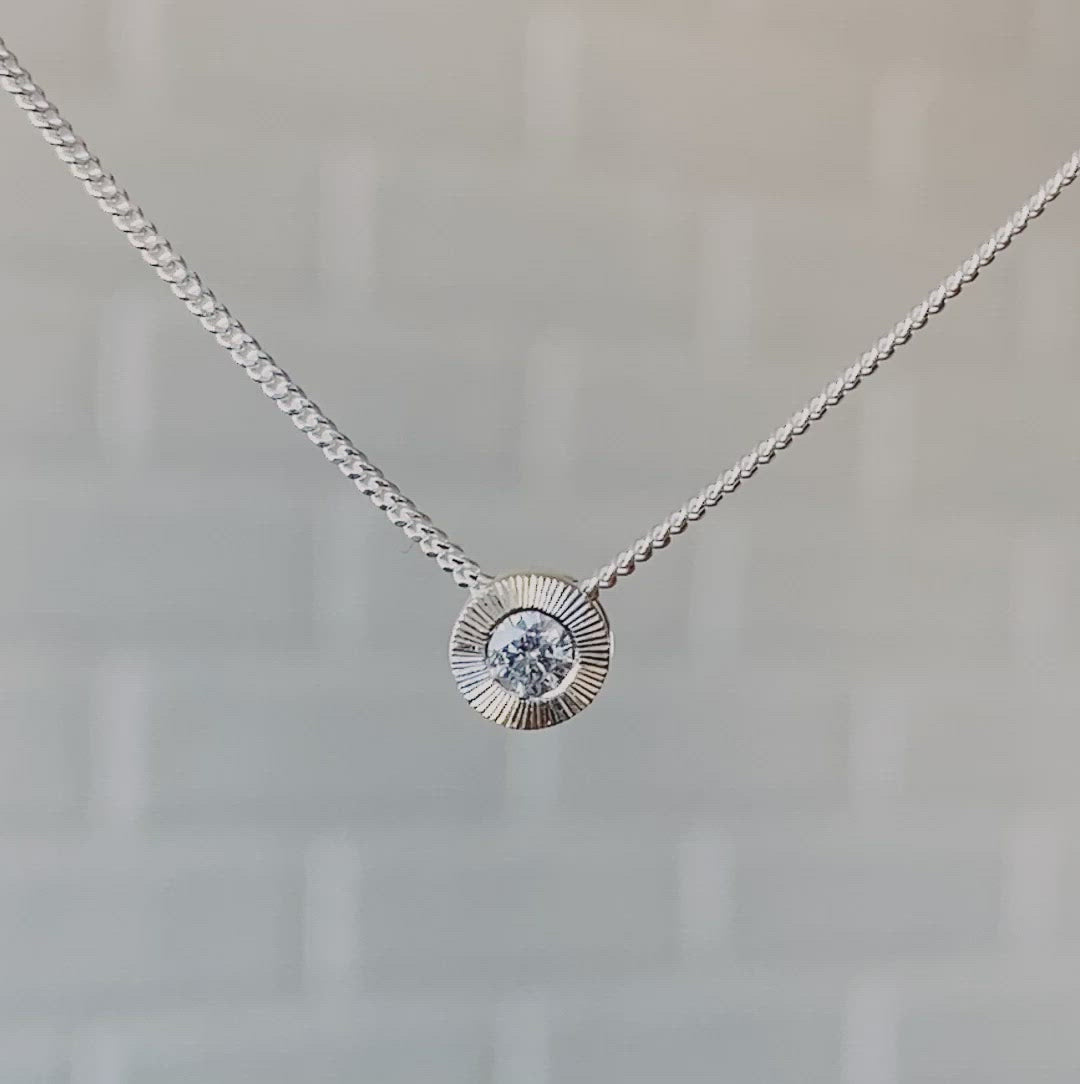 Small Aurora Birthstone Necklace - April - Diamond